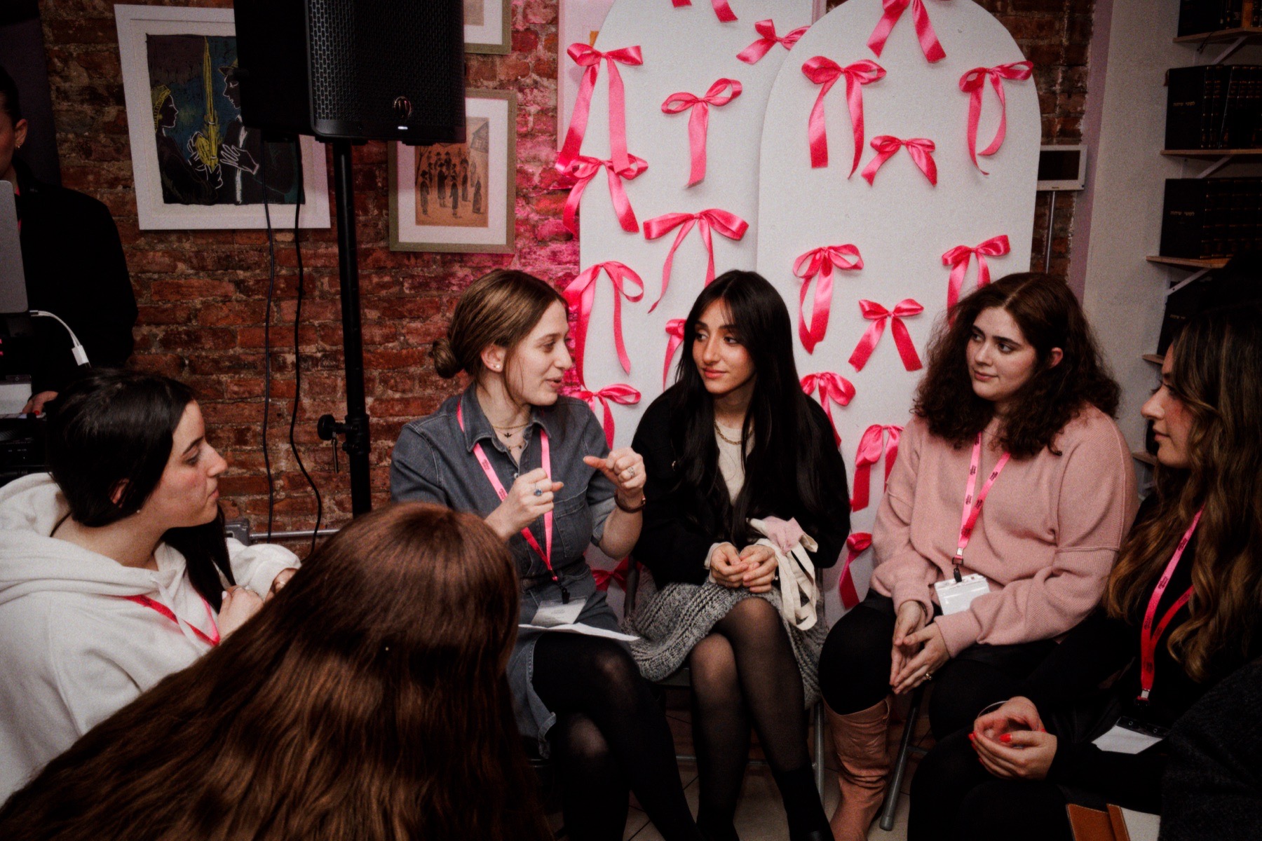 Women sharing ideas in a roundtable conversation