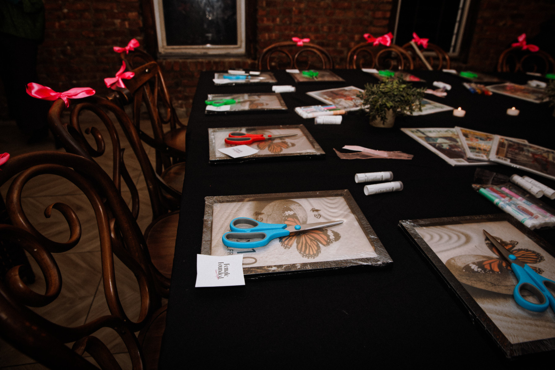 Vision board supplies prepared at each seat